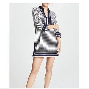 Tory Burch Navy and Cream Striped tunic